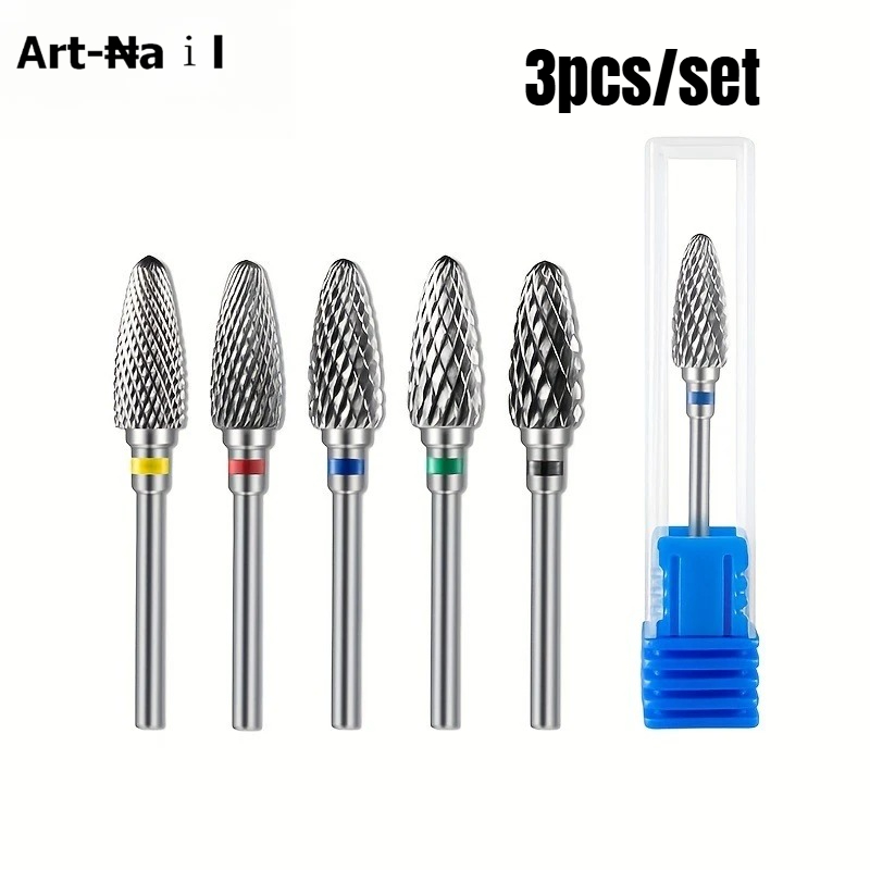 Carbide End Mill - 3 Stück Wolframkarbid-Nagelbohrer Elektrische Maniküre-Bohrer-Zubehörteile Fräser