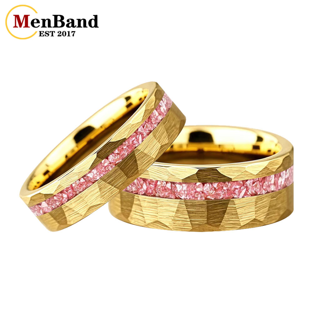 Coupling 8Mm - Neuer 6/8mm Gold Hammered Ehering, Wolframring