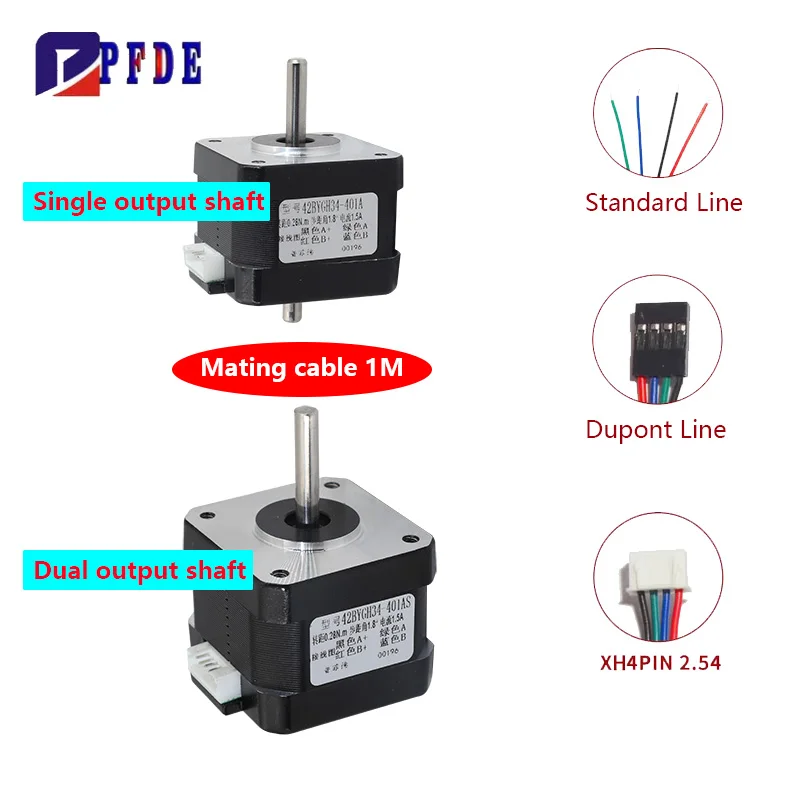 Nema 17 Stepper - Nema17 Schrittmotor 42BYGH 3D-Druckerteile 2-phasig 4-Draht